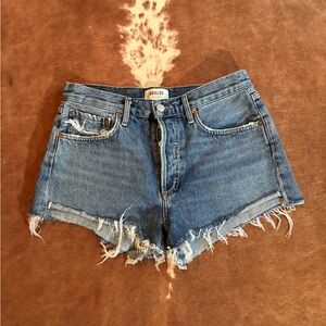 Agolde Distressed Blue Jean Shorts